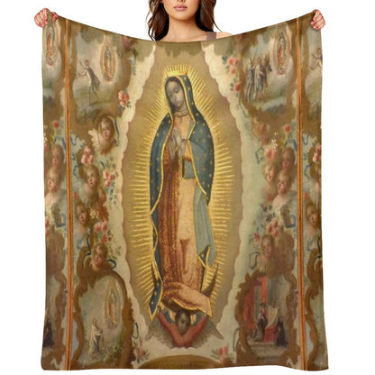 Virgin of Guadalupe with The Four Apparitions by Juan De Sáenz Quick-dry Throw Blanket