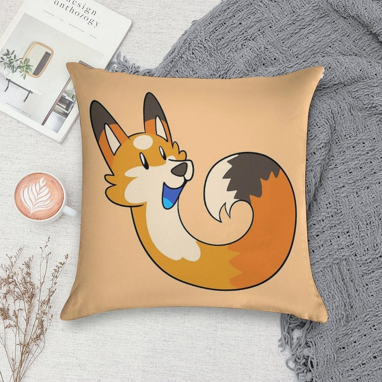 Orange Pipefox - Pip Soft High-Density Material Throw Pillow
