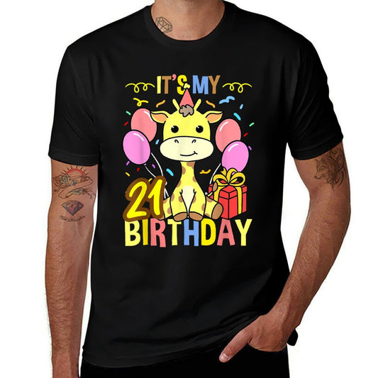 Its My 21st Birthday Giraffe Lover  Tagless Design T-Shirt