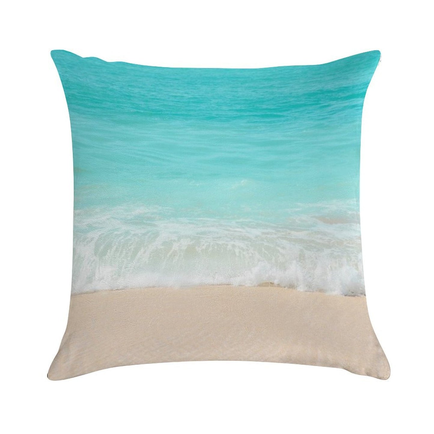 Bright Blue Calm Ocean Shore Soft Multiple Sizes Throw Pillow