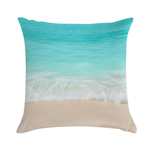 Bright Blue Calm Ocean Shore Soft Multiple Sizes Throw Pillow