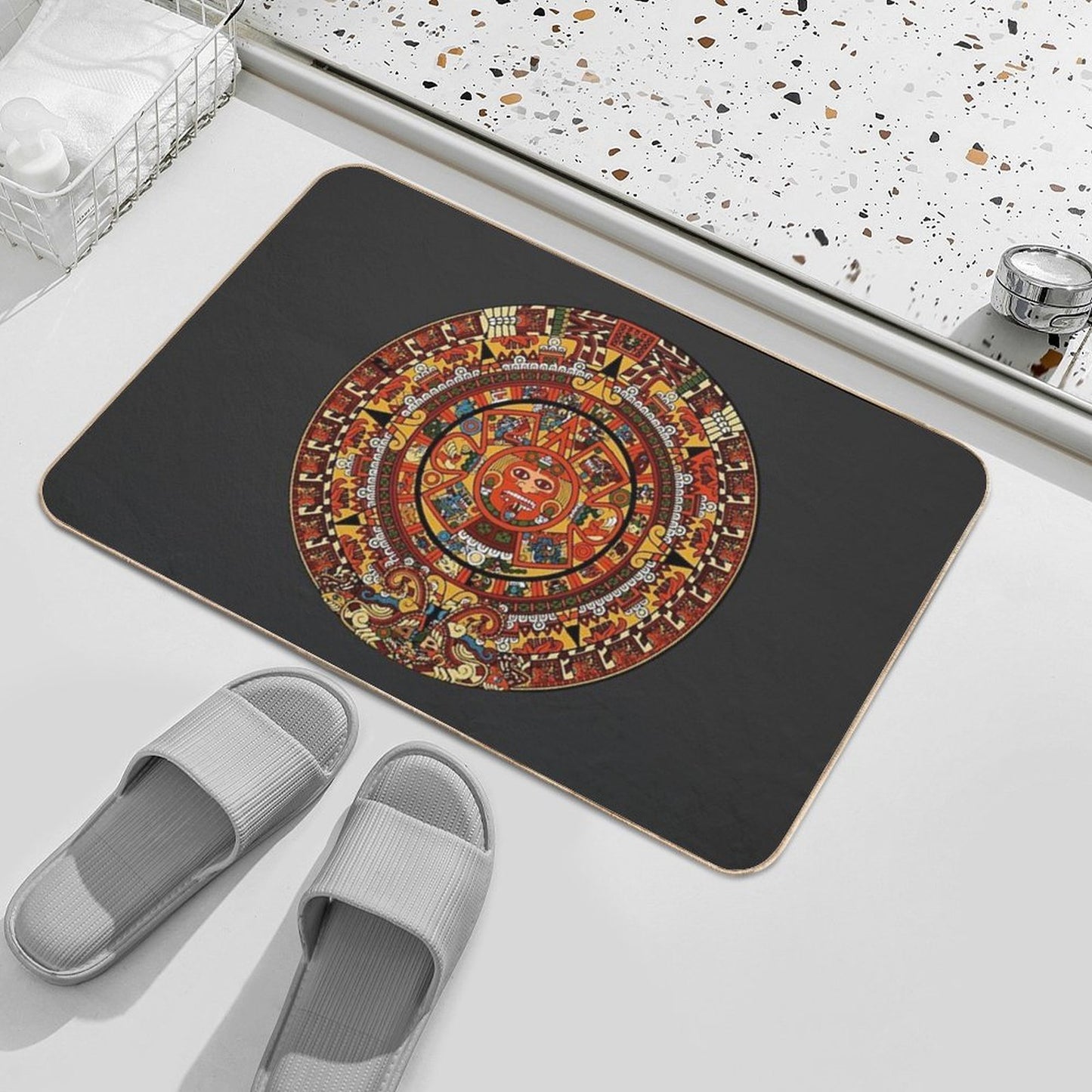 Aztec Calendar  Repositionable Bath Mat