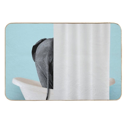 Elephent Hiding in Bath Tub  Eco-Friendly Bath Mat
