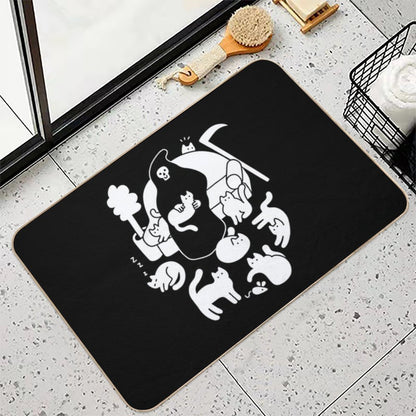 Death And His Cats  Fade-Resistant Bath Mat