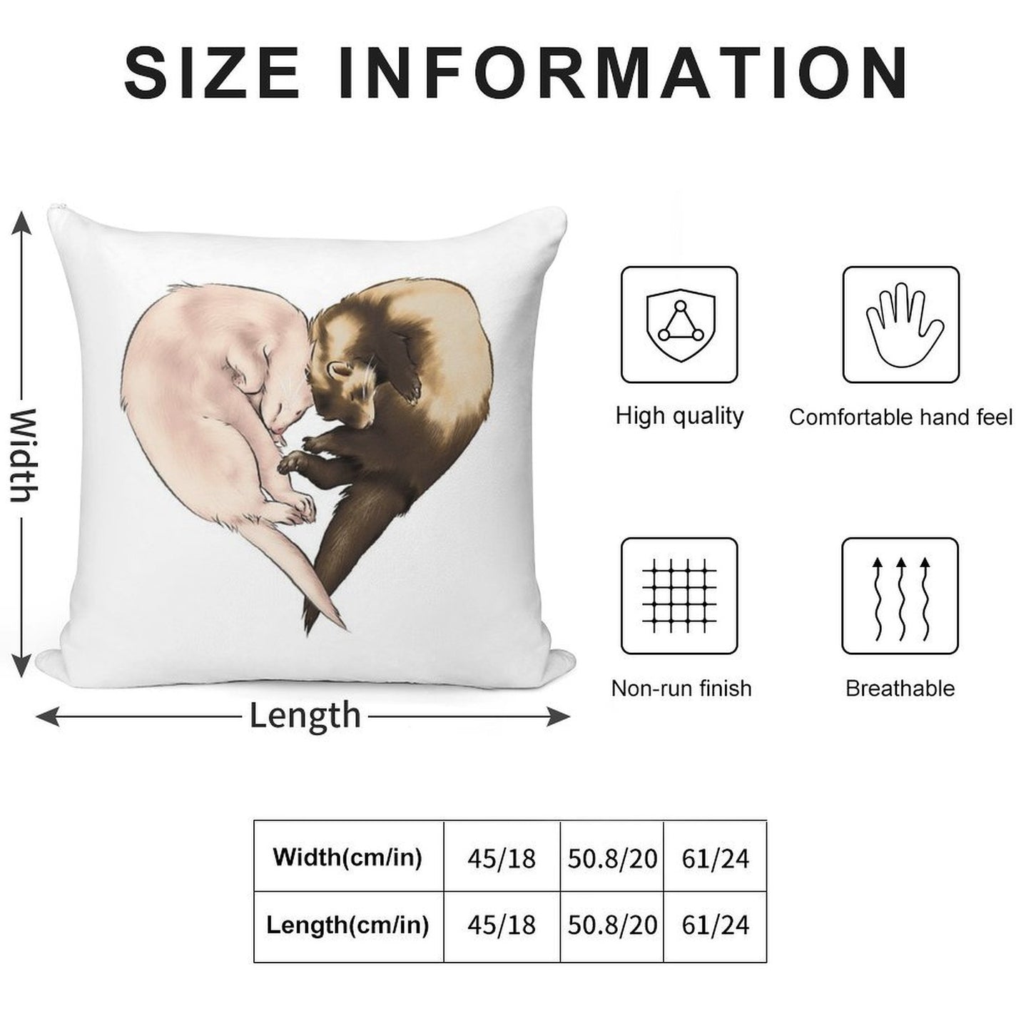 Ferret Love Soft High-Density Material Throw Pillow
