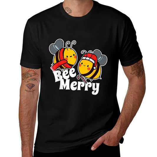 Bee Merry  Cute Honey Bees Santa Claus  Christmas  Moisture-wicking T-Shirt
