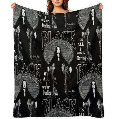 BLACK- It's All I Wear- Morticia Addams Gift-ready Throw Blanket