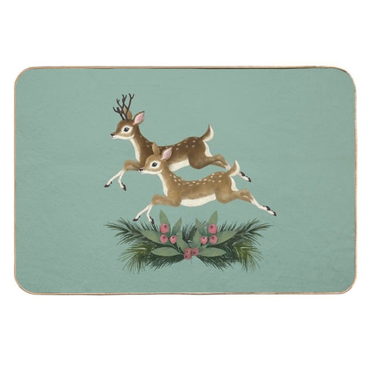 Winter Deer  Repeat Pattern  Slip-Resistant Bath Mat