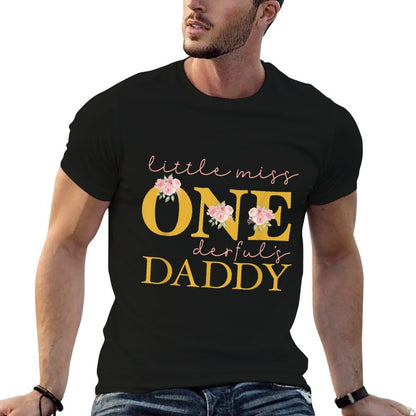 Daddy Little Miss Onederful Birthday Party 1 Year Old Girl  Wrinkle-resistant T-Shirt