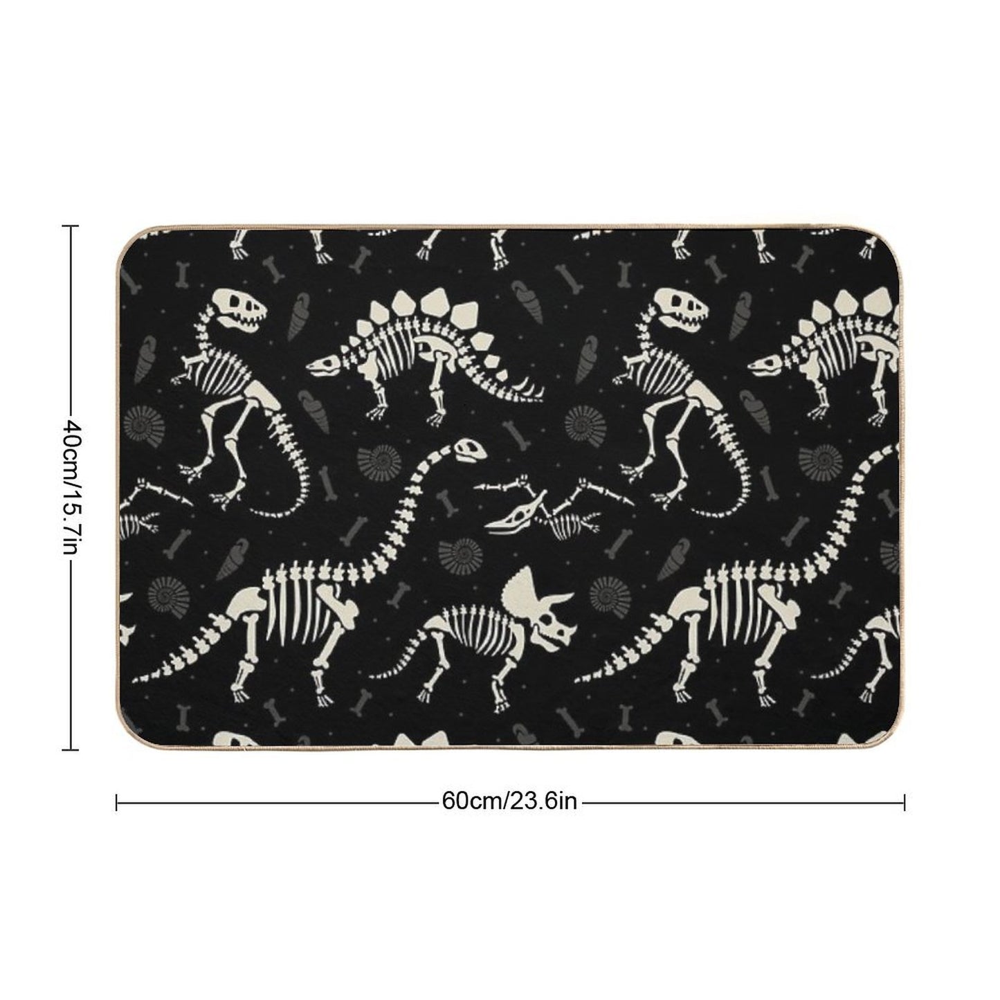 Dinosaur Fossils in Black  High-Traffic Bath Mat