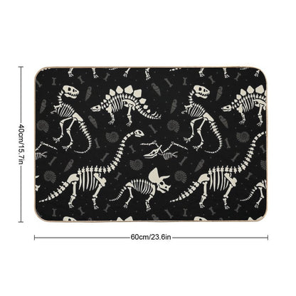 Dinosaur Fossils in Black  High-Traffic Bath Mat