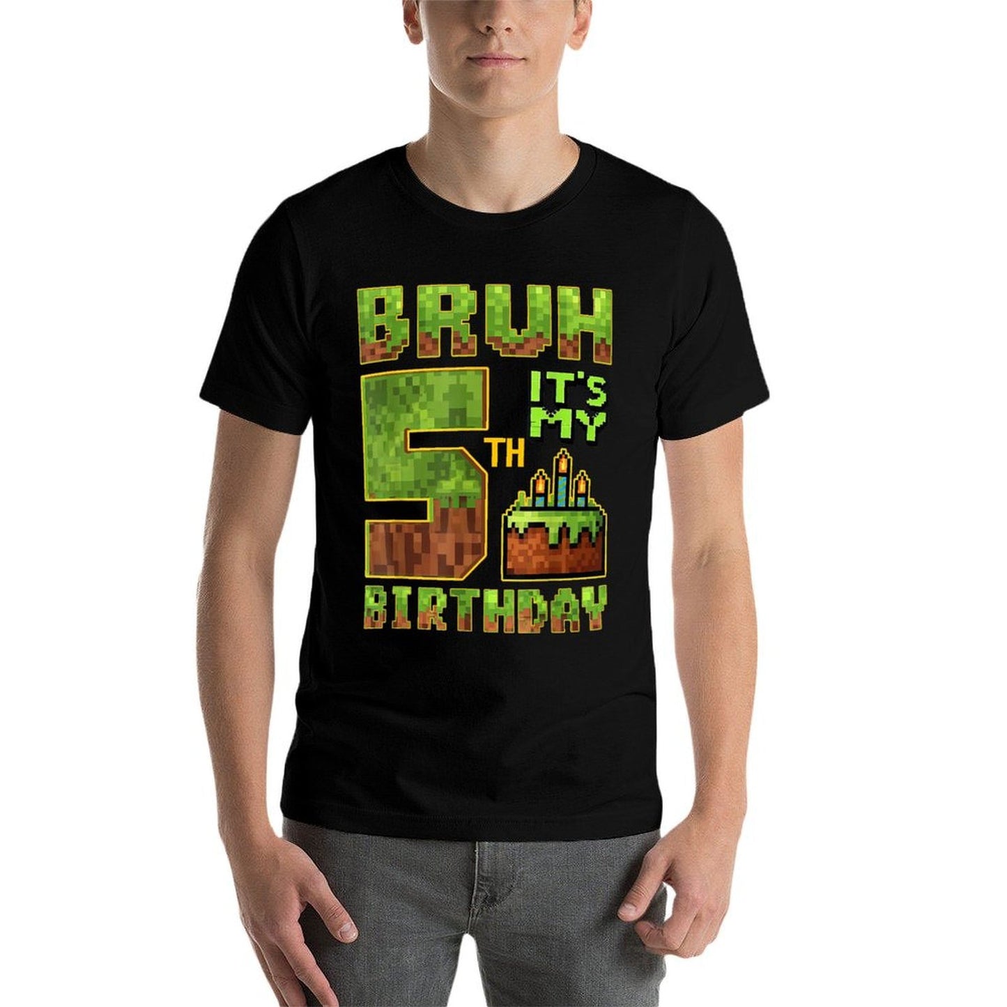 Birthday Boy 5 Year Old Bruh Its My 5th Bday Gamer Pixel  Lightweight T-Shirt
