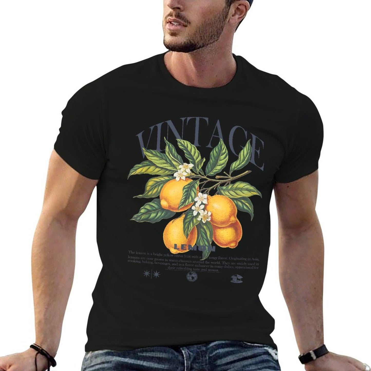 Lemon Fruit Vintage  Rolled Sleeves T-Shirt