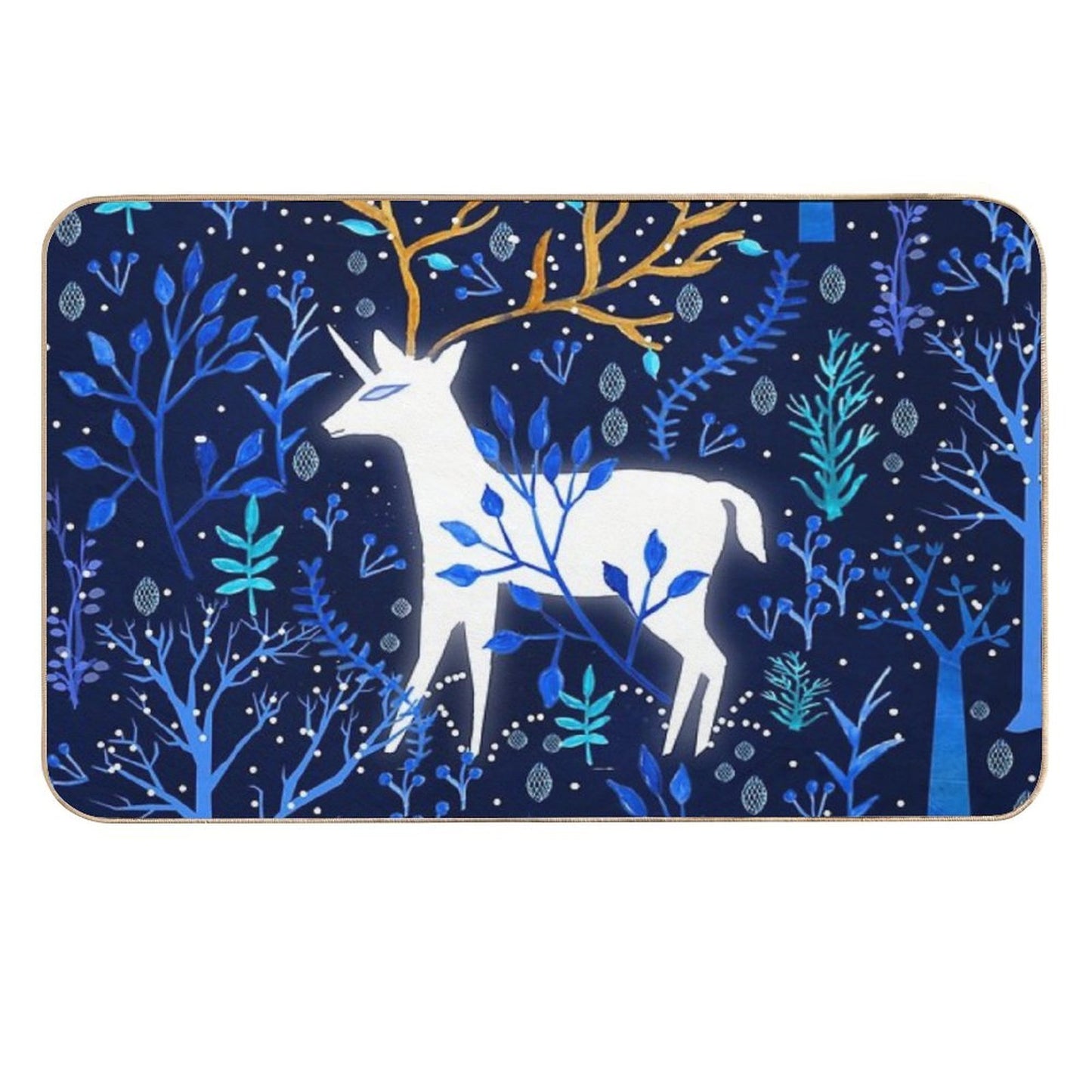 Deericorn In Blue  Non-Slip Bath Mat