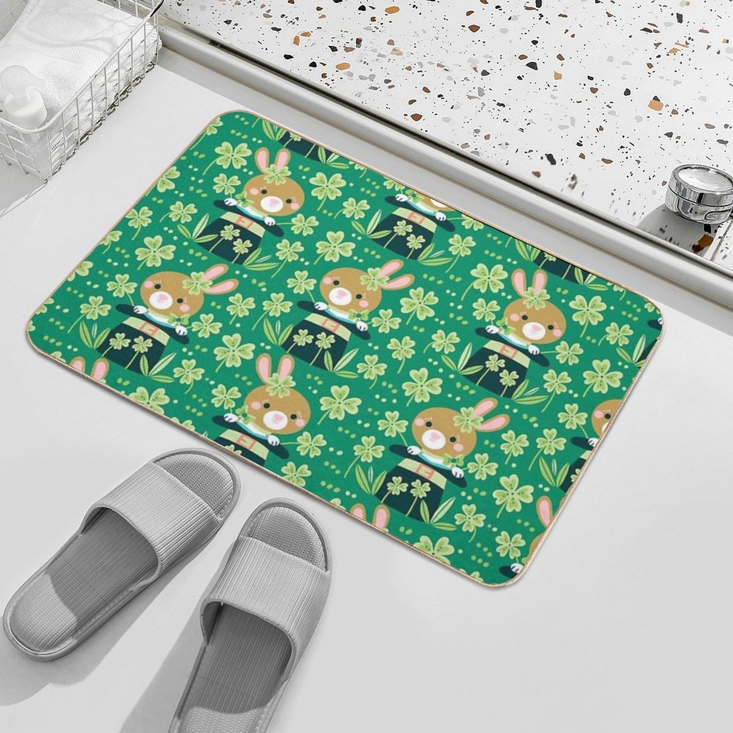 Saint Patrick Bunny  Eco-Friendly Bath Mat
