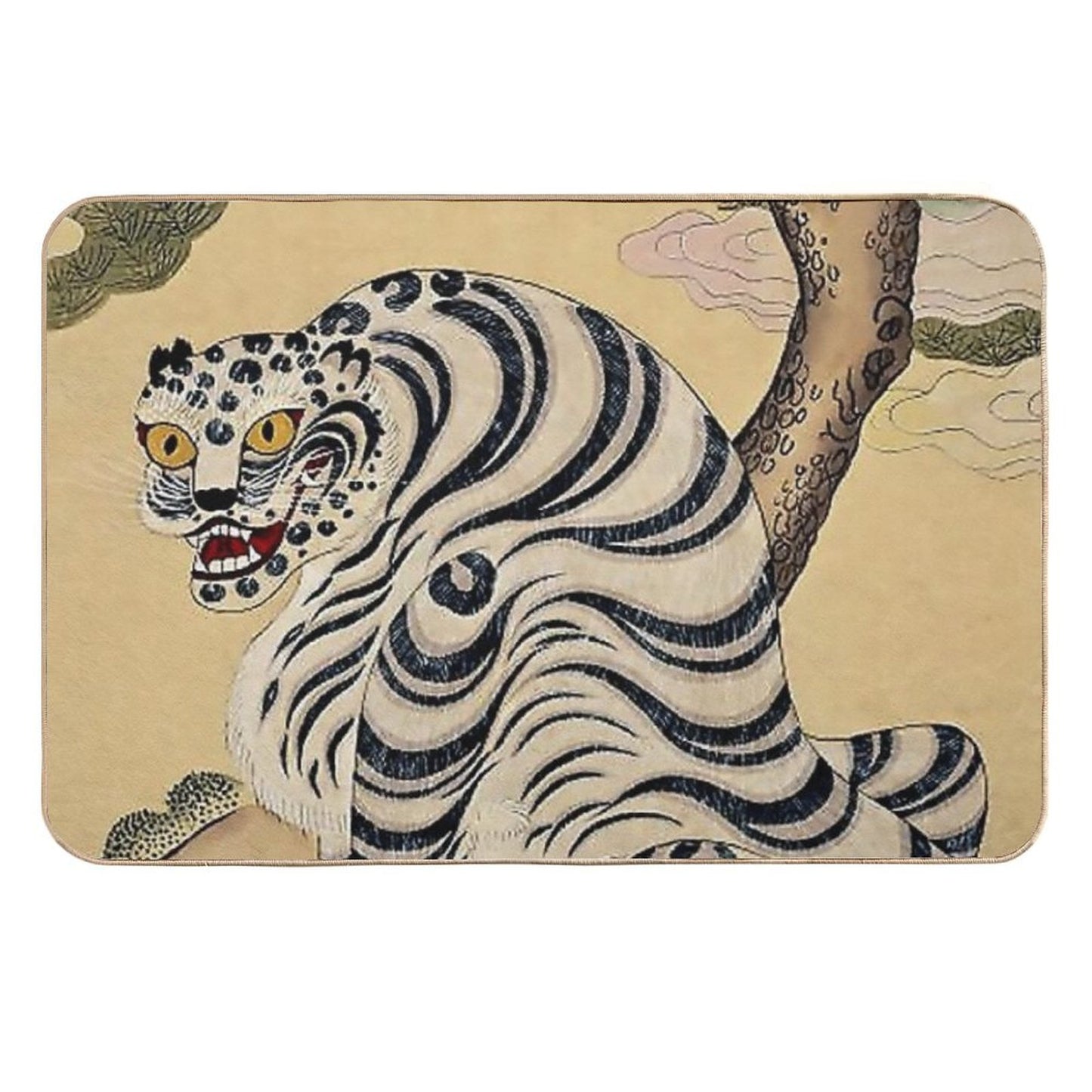 Korean Striped Tiger Minhwa  Repositionable Bath Mat