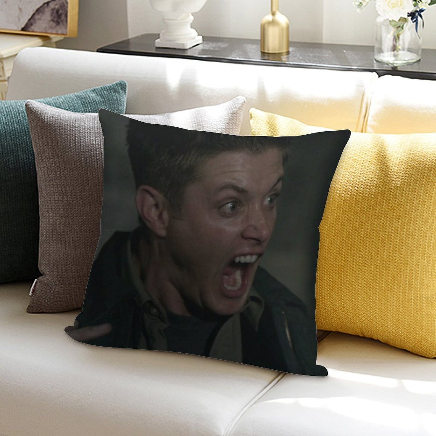 Dean Winchester Scream Soft Short Plush Fabric Throw Pillow