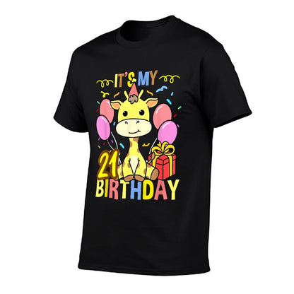 Its My 21st Birthday Giraffe Lover  Tagless Design T-Shirt
