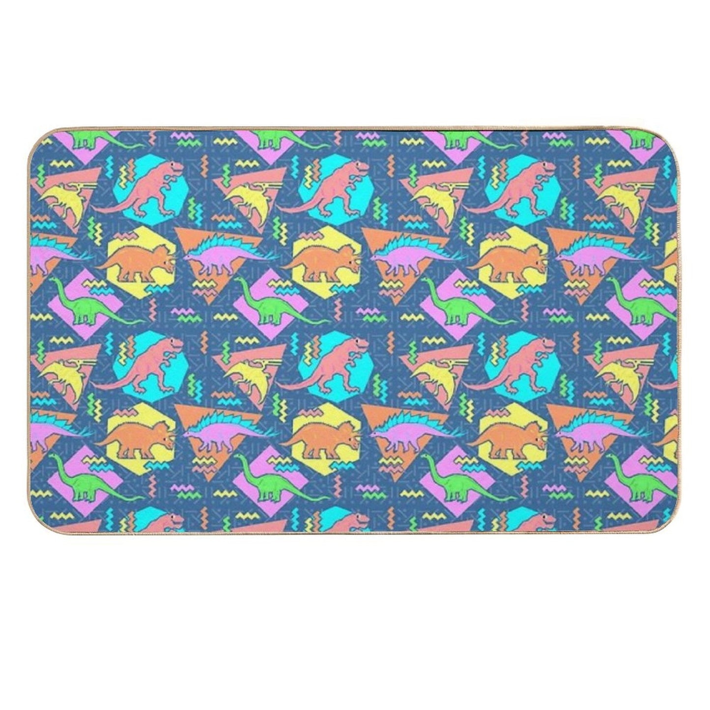 Nineties Dinosaurs Pattern  Toxin-Free Bath Mat