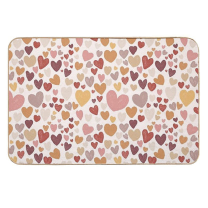 Sketched Hearts in Autumn Colours  Absorbent Bath Mat