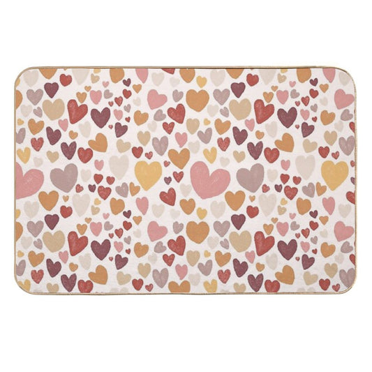 Sketched Hearts in Autumn Colours  Absorbent Bath Mat