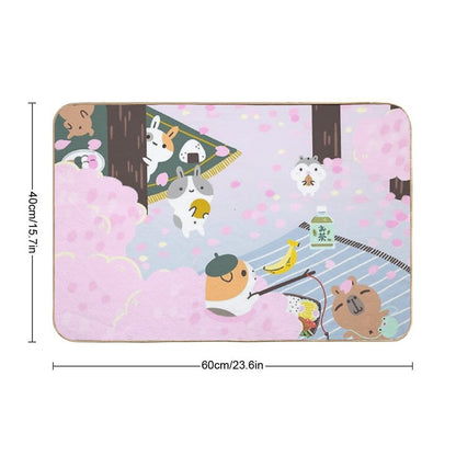 Bubu And Moonch, Cherry Blossom  Slip-Resistant Bath Mat