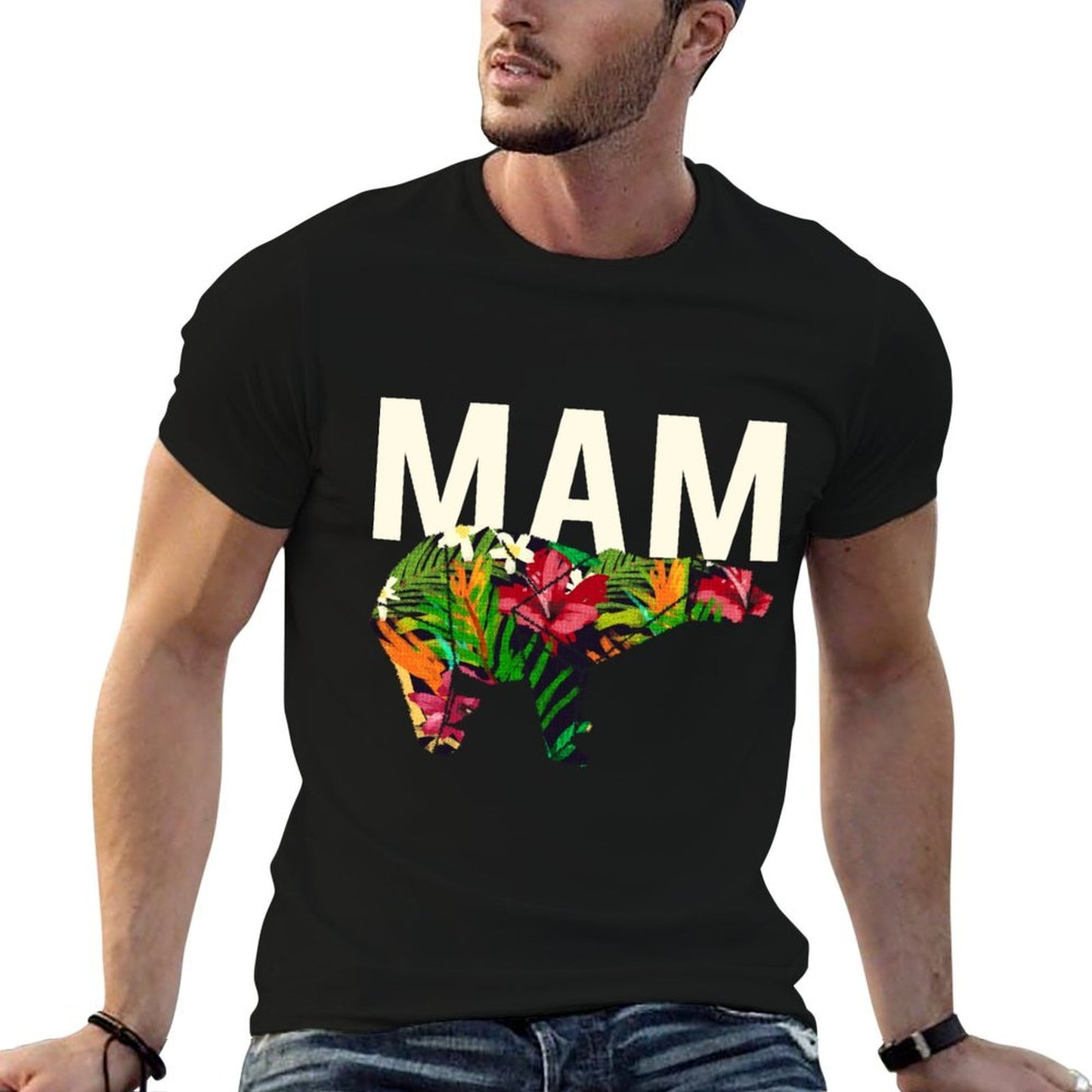 Mam Mom Mother&#39;s Day Mommy Mom Bear Floral Pattern  Versatile T-Shirt