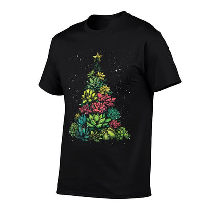 Festive Holiday Creative Succulent Christmas Tree Art  Oversized Silhouette T-Shirt
