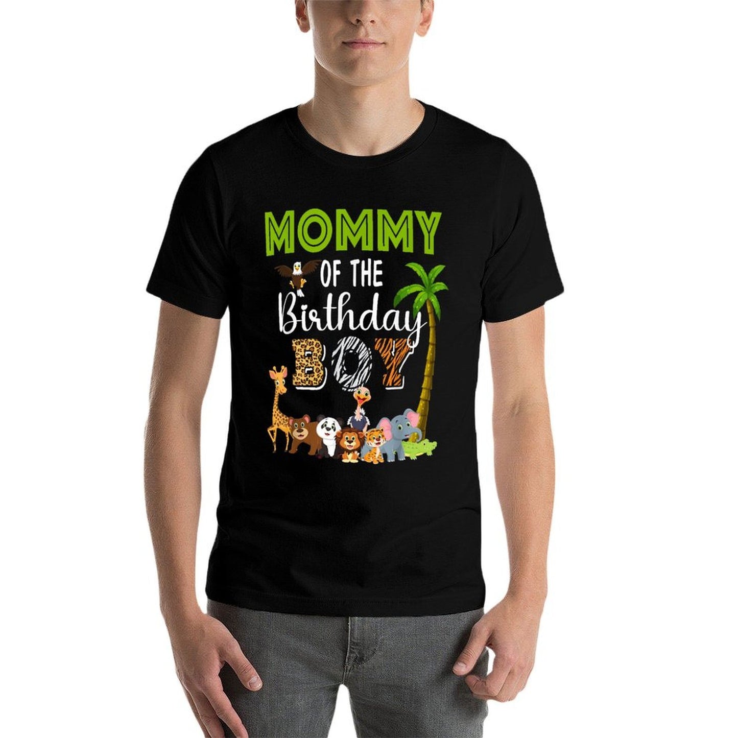 Mommy of The Birthday Boy Wild Zoo Theme Safari Party  Stretchy T-Shirt