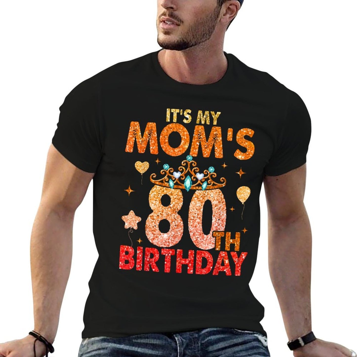 It's My Mom's 80th Birthday Crown Women's 80th Birthday  Stretchy T-Shirt