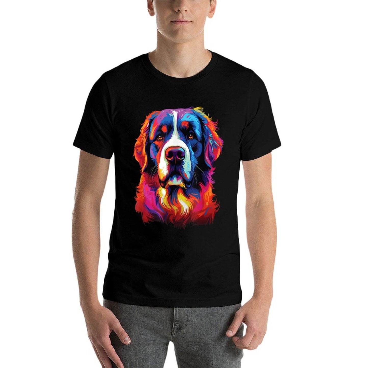 Watercolor Colorful St. Bernard Dog  Trendy Pattern T-Shirt