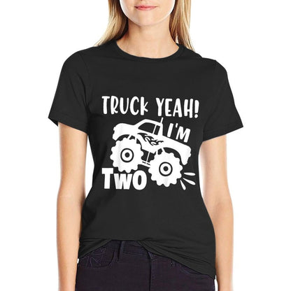 Kids 2nd Birthday Truck Yeah I'm Two, Funny Joke, Family  Soft T-Shirt