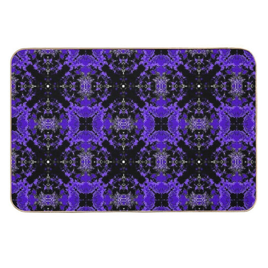 Purple And Black Repeating Liquid Tile  Dirt-Trapping Bath Mat