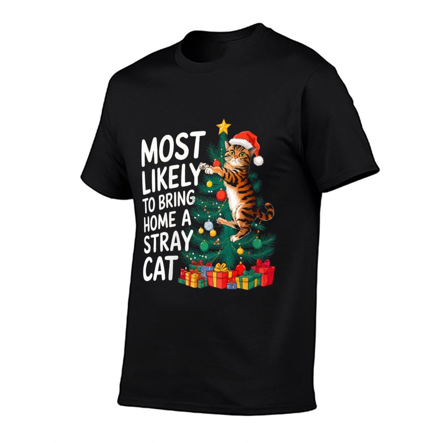 Womens Christmas Most Likely To Bring Home A Stray Cat Funny Xmas  Eco-friendly Material T-Shirt