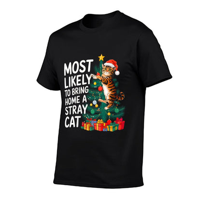 Womens Christmas Most Likely To Bring Home A Stray Cat Funny Xmas  Eco-friendly Material T-Shirt