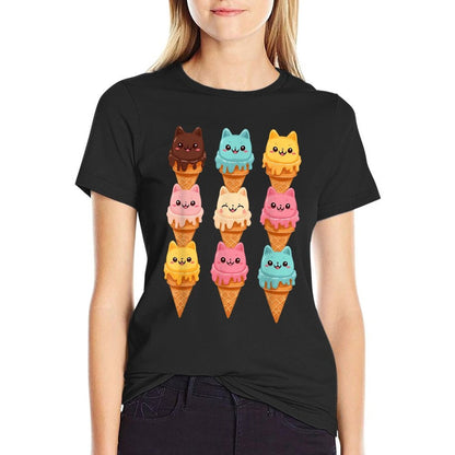 Ice Cream Cats Funny Cat Sweet Gelato Sherbet Kitty Lover  Versatile T-Shirt