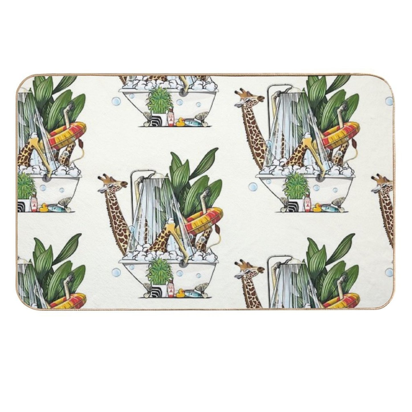 Giraffe in The Bath, Funny Animal Safari Bathroom Joke  Versatile Bath Mat