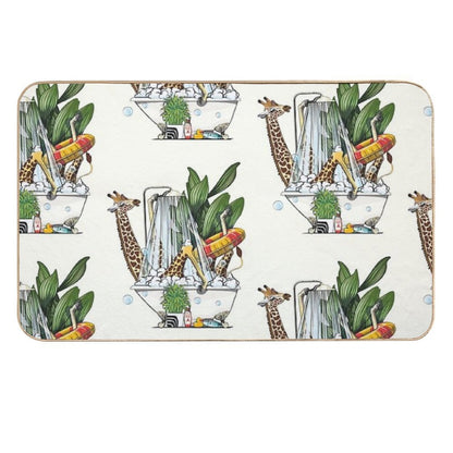 Giraffe in The Bath, Funny Animal Safari Bathroom Joke  Versatile Bath Mat