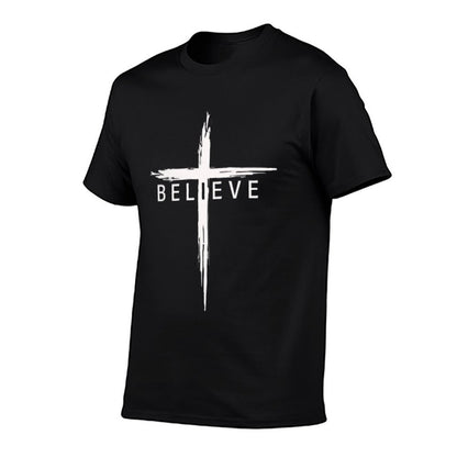 Believe Christian Cross Jesus Christ Christians Men Women  Polyester Blend T-Shirt