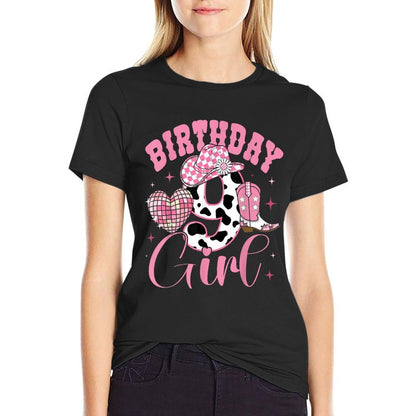Happy 9th Birthday Girl Outfit Rodeo Western Cowgirl Cowboy  Relaxed-fit T-Shirt