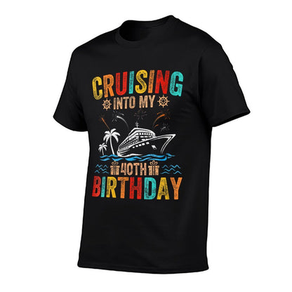 Womens Cruising Into My 40th Birthday Family Cruise 40 Birthday  Oversized Silhouette T-Shirt