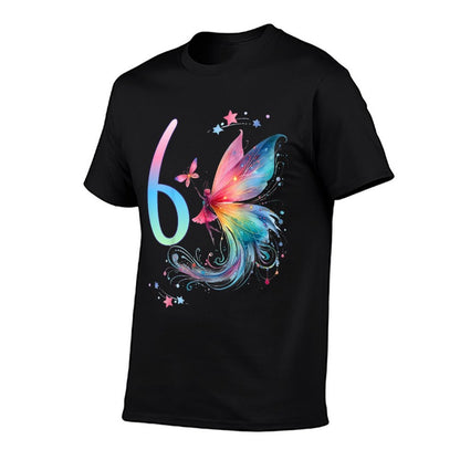 Kids 6th Birthday Fairy Princess 6 Years Old Six 6 Birthday  Wrinkle-resistant T-Shirt