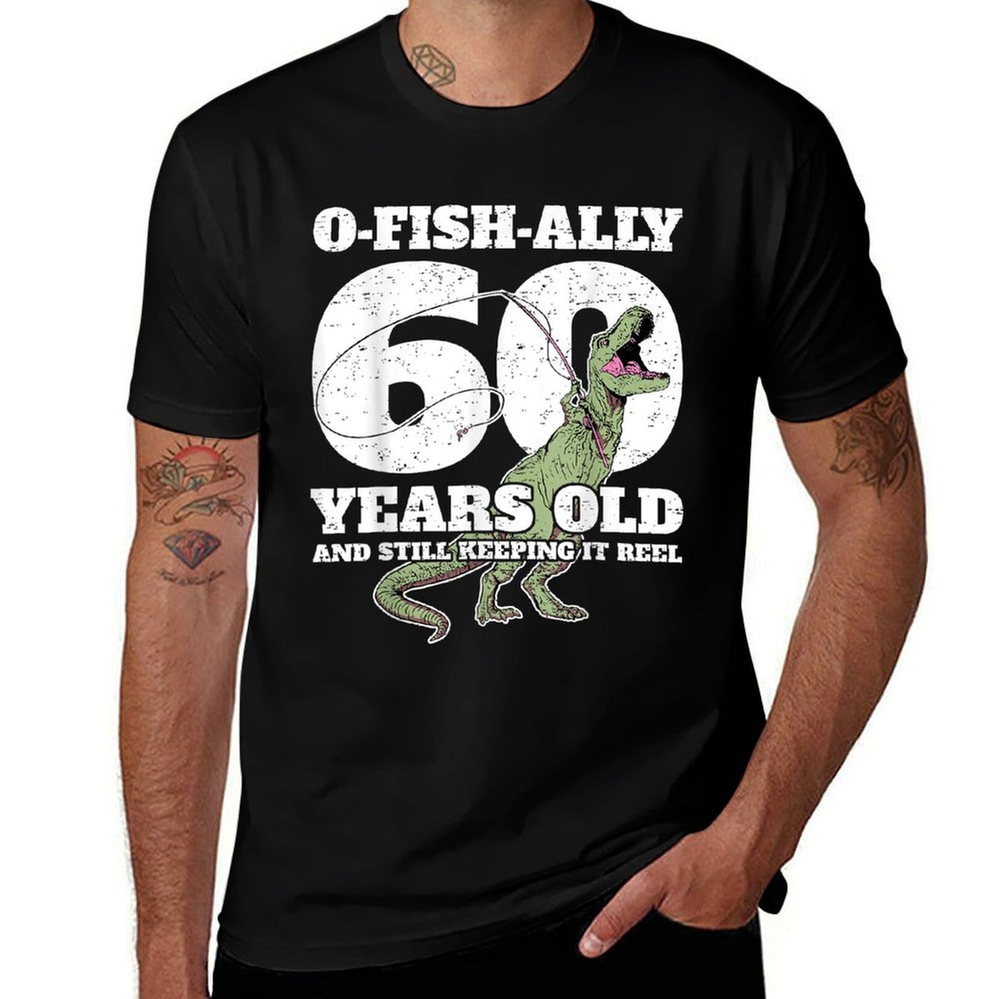 O-Fish-Ally 60 Years Old - Fishing Dinosaur 60th Birthday  Eco-friendly Material T-Shirt