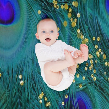 Dreamy Peacock Feathers, Teal And Purple, Glimmering Gold Travel-friendly Throw Blanket