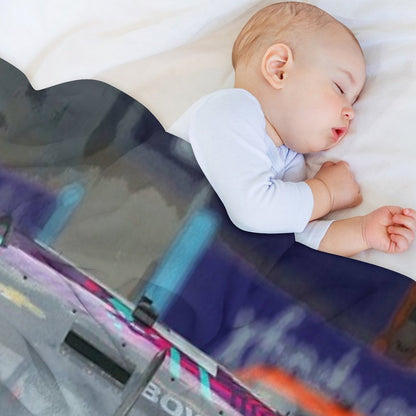 Alex Bowman Racing on The Chicago Street Course 2024 Abstract Easy Care Throw Blanket