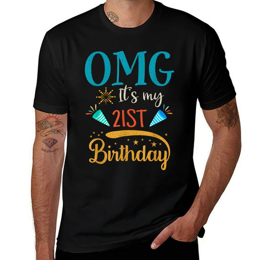 Retro 21 Years Old Boys Girls OMG! It's My 21st Birthday  Durable T-Shirt
