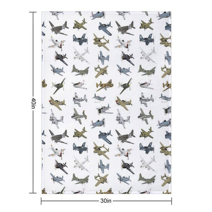 Various American WW2 Airplanes Wrinkle-free Throw Blanket
