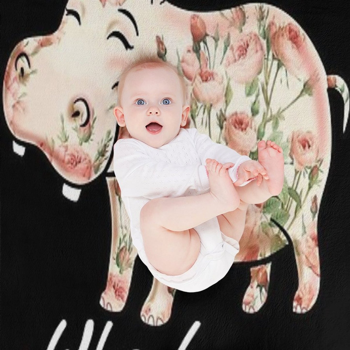 Just A Girl Who Loves Hippos Flower Hippopotamus Sustainable Throw Blanket