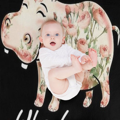 Just A Girl Who Loves Hippos Flower Hippopotamus Sustainable Throw Blanket
