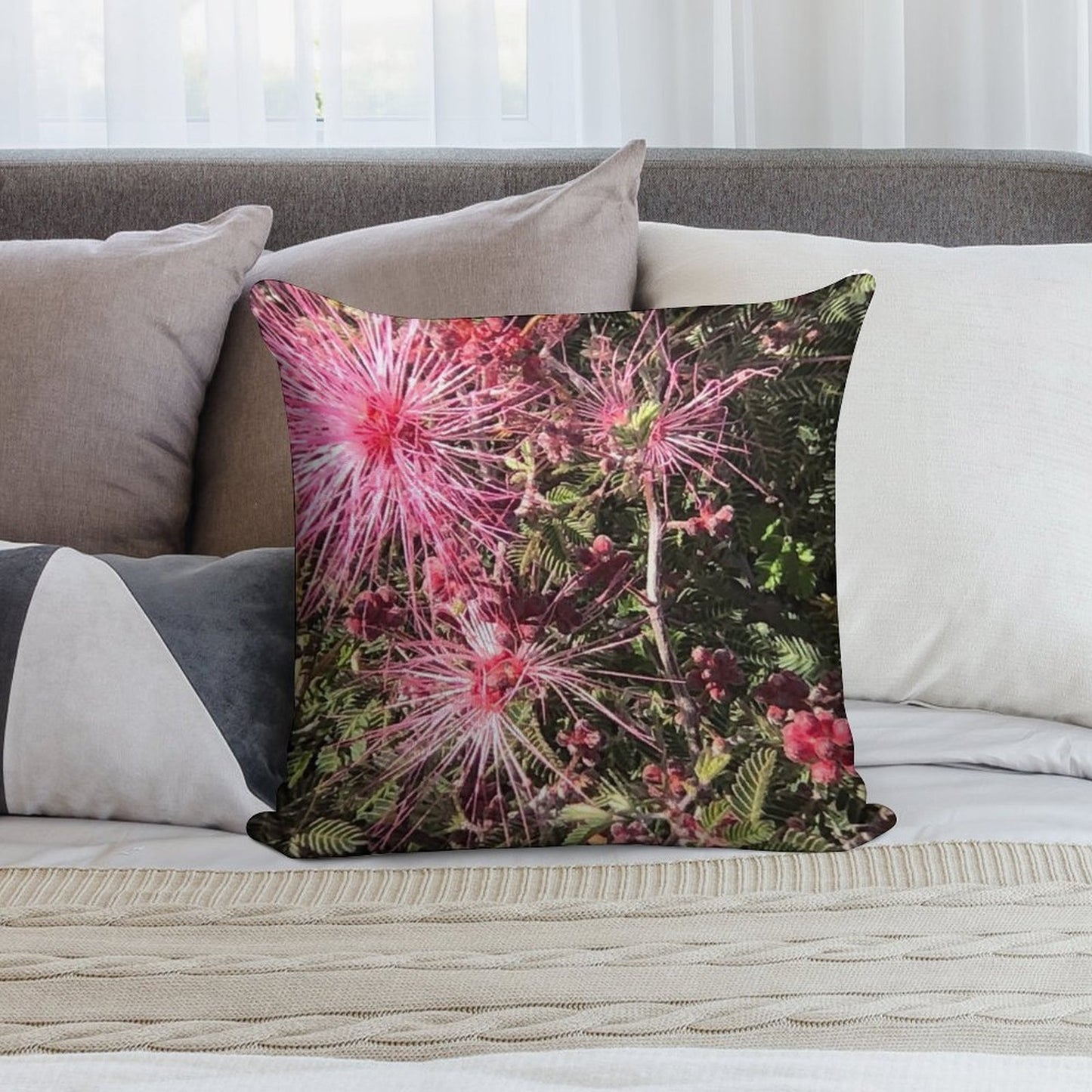 Desert Bush in Bloom Soft Ultra-Soft Texture Throw Pillow
